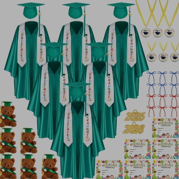 Green PRE-K Graduation Gown Set - Picture 1 of 4